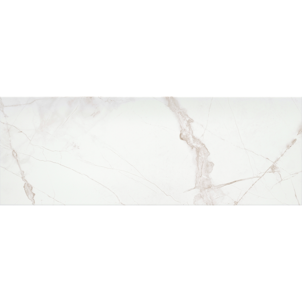 Sculpture Flat Gloss Ceramic Tile in White, 13x36 inches, glossy finish, ideal for modern interiors